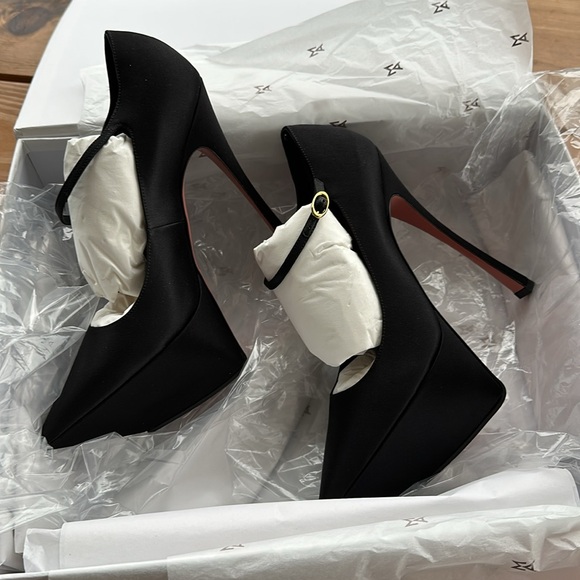 Yigit Pump Black Satin 39 EU 8.5 Amina Muaddi BRAND NEW in box dust bag RHoBH - Picture 11 of 11